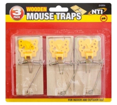 3Pc Wooden Mouse Traps