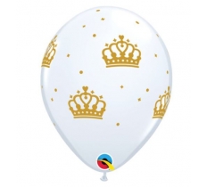 Gold Crowns 11" White Latex Balloons ( 6 )