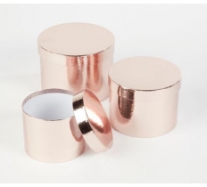 ROUND SHEEN HAT BOXES X3ROSE GOLD