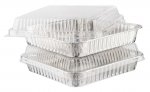 2 Pack Square Foil Serving Dish With Lid 225mm X 225mm X 35mm
