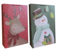 Gift Bag Christmas Reindeer/Snowman Super Jumbo (46.5 X 70x16)