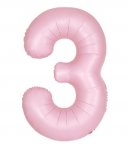 34" Unique Matte Lovely Pink Number 3 Foil Balloon