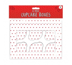 Valentines Day Cupcake Boxes 6-Hole 2 Pack