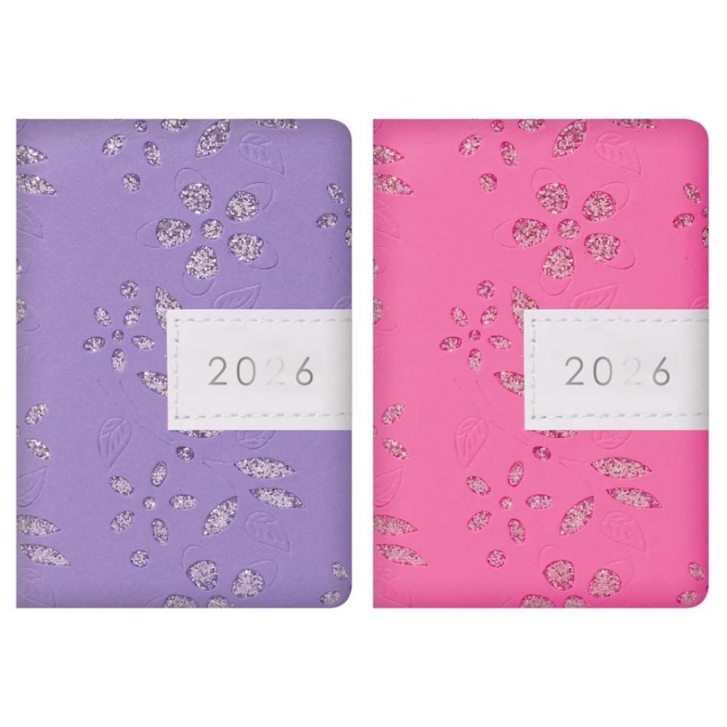 2026 Diary Pocket WTV Glitter Floral Fabric - Click Image to Close