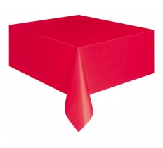 Ruby Red Solid Rectangular Plastic Table Cover 54 X 108"