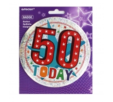 Holographic 5.5cm Jumbo Badge 50 Today ( 9900837 )