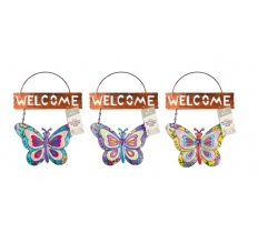 Metal Butterfly Welcome Sign
