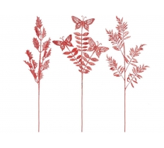 Glitter Christmas Picks With Butterfly - Red (Assorted )