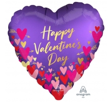 18" Satin Happy Valentines Day Hearts & Arrows Balloon