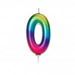 Age 0 Metallic Numeral Moulded Pick Candle Rainbow