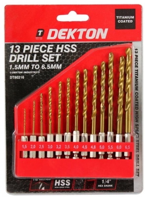 Dekton 13 Piece 1/4" Shank Hss Drill Set 1.5mm - 6.5mm