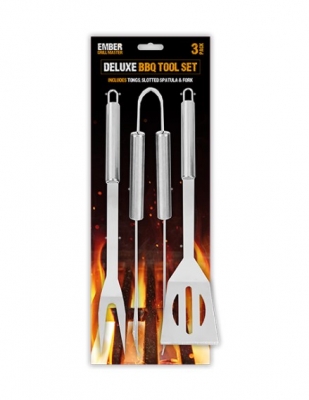 BBQ Deluxe Stainless Steel Tool Set 3 Pieces