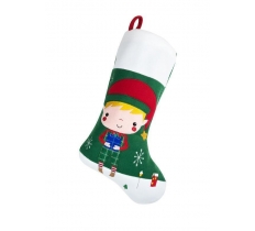 Deluxe Plush Boy Elf Christmas Stocking 40cm X 25cm