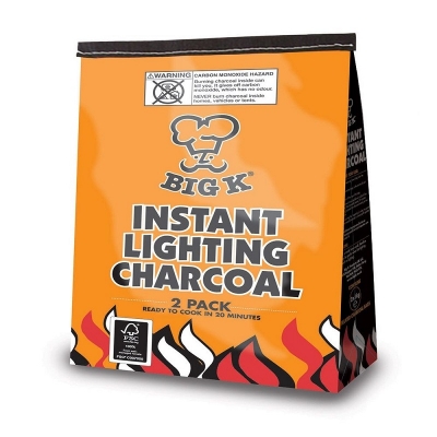 Big K BBQ Instant Light Charcoal 2kg ( 2 Pack X 1kg )