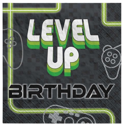 Level Up 33cm x 33cm Paper Napkins 16 Pack