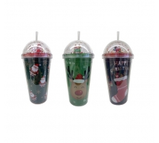 Deluxe Christmas Drinking Cup With Straw