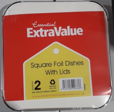235 X 235 X 58mm Extra Value Pack 2 Square Dish & Lid