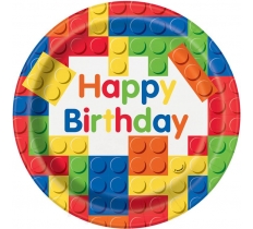 8 Building Blocks Birthday 9" Plates