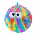 9" ( 23cm ) Furry Face Neon Rainbow Ball With 3D Eyes