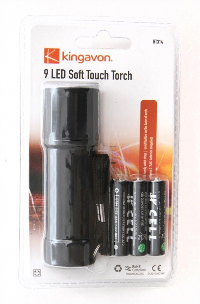 Blackspur 9 Led Soft Touch Torch With Batteries - Click Image to Close