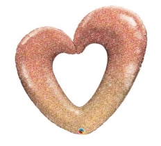 Qualatex 42" Shape Rose Gold Glitter Ombre Heart Balloon