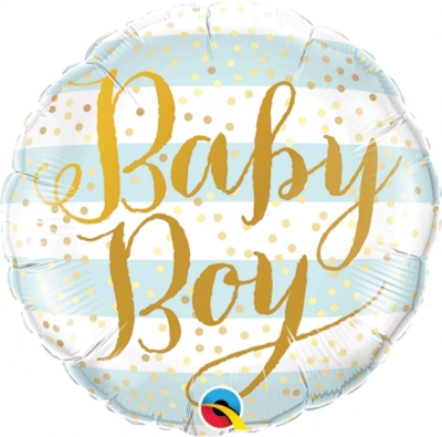 Qualatex 9" Round Baby Boy Blue Stripes Un Pack aged ( 202008 )