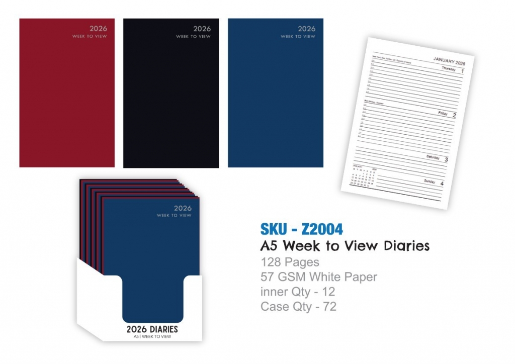 2026 A5 Week To View Classic Diary - Click Image to Close