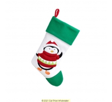 Deluxe Plush White Green Top Penguin Stocking 40cm X 25cm