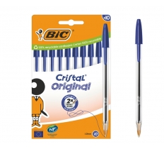 BIC Cristal Ballpoint Pen Medium Blue 10 Pack