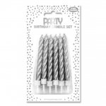 Silver Metallic Candles 12 Pack