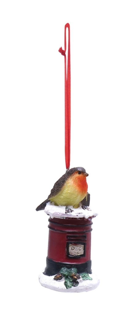 Hangi Deco Postbox With Robin 8.5cm - Click Image to Close