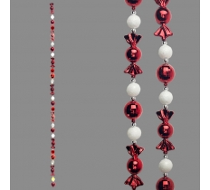 Bauble & Candy Garland Red/ White 1.8m