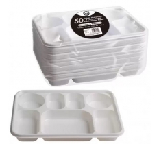 50Pc Reusable Deluxe Heavy Duty 7 Compartment Plastic plate