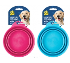 COLLAPSIBLE PET BOWL WITH CLIP 15CM