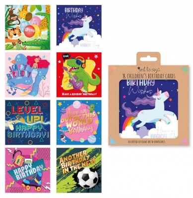 Kids Birthday Cards x8