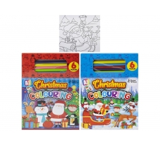 21.5X15cm Christmas Colouring Pad Set With 6 Pencils