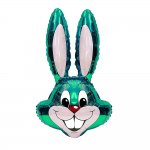 35" Green Bunny Rabbit Head Foil Balloon Packaged