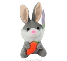 15cm Grey Plush Sitting Rabbit