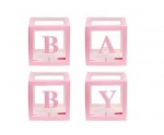 Set Of 4 Pink Baby Balloon Boxes 30cm X 30cm