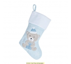 Deluxe Plush Blue Fluffy Teddy Stocking 40cm X 25cm