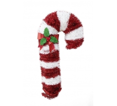 Tinsel Candy Cane Plaque 60Cm