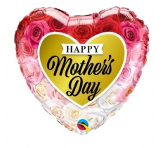 Qualatex 18" Heart Mothers Day Roses Gold Heart Balloon