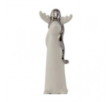 Christmas Silver Reindeer With Hat Large