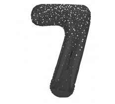 34" GLITZ 7 Black Printed Prism Foil Balloon Numeral