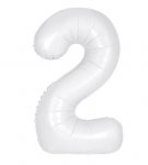 34" Unique Matte White Number 2 Foil Balloon