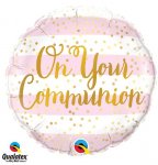 Qualatex 18" Round On Your Communion Pink Balloon