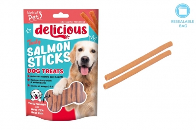 World Of Pets Salmon Sticks Dog Treat 18 Pack 80g