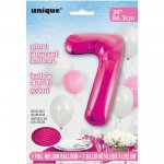 Pink Number 7 Shaped Foil Balloon 34"