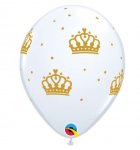 Gold Crowns 11" White Latex Balloons ( 6 )