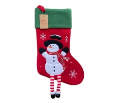 Deluxe Plush Red Snowman With Legs Christmas Stocking